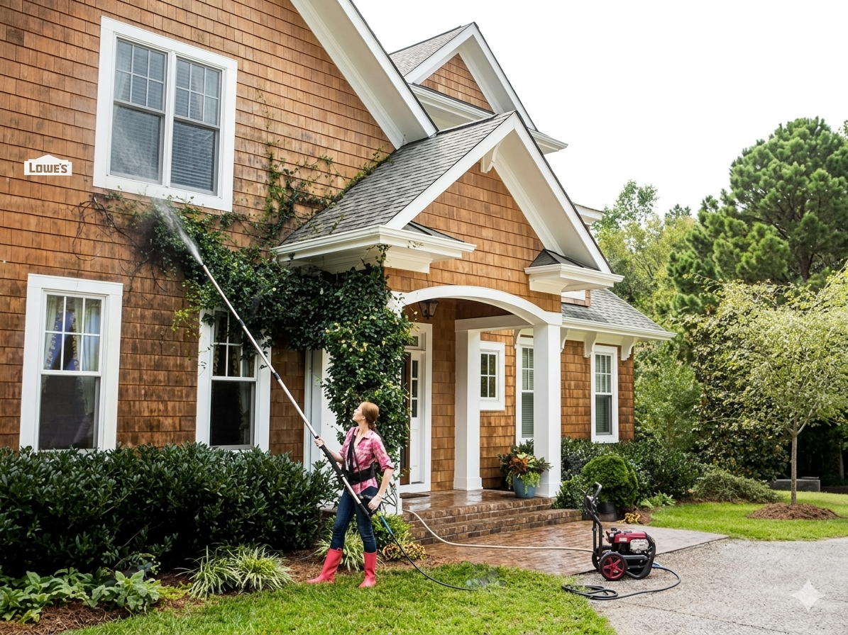 Professional pressure washing service for home exterior